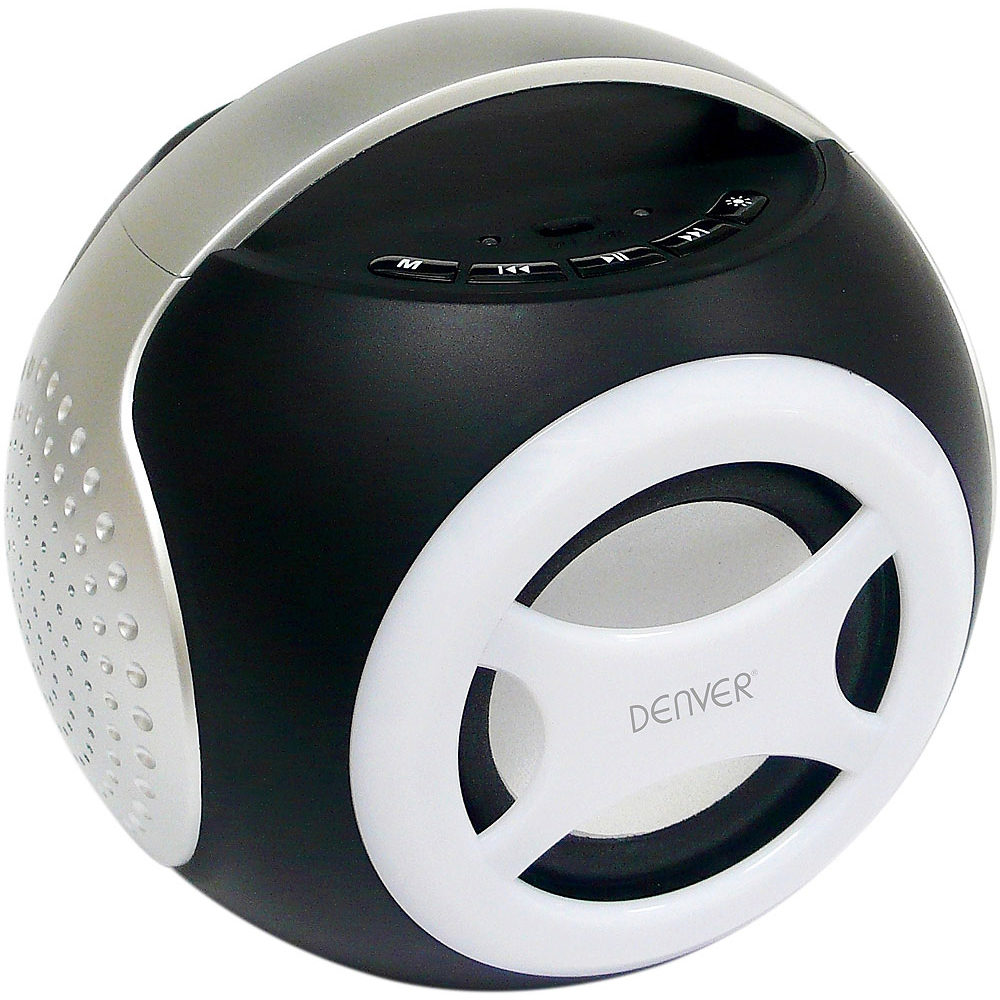 Denver BTS-90 Bluetooth portable speaker with silver mood light & rechargeable battery