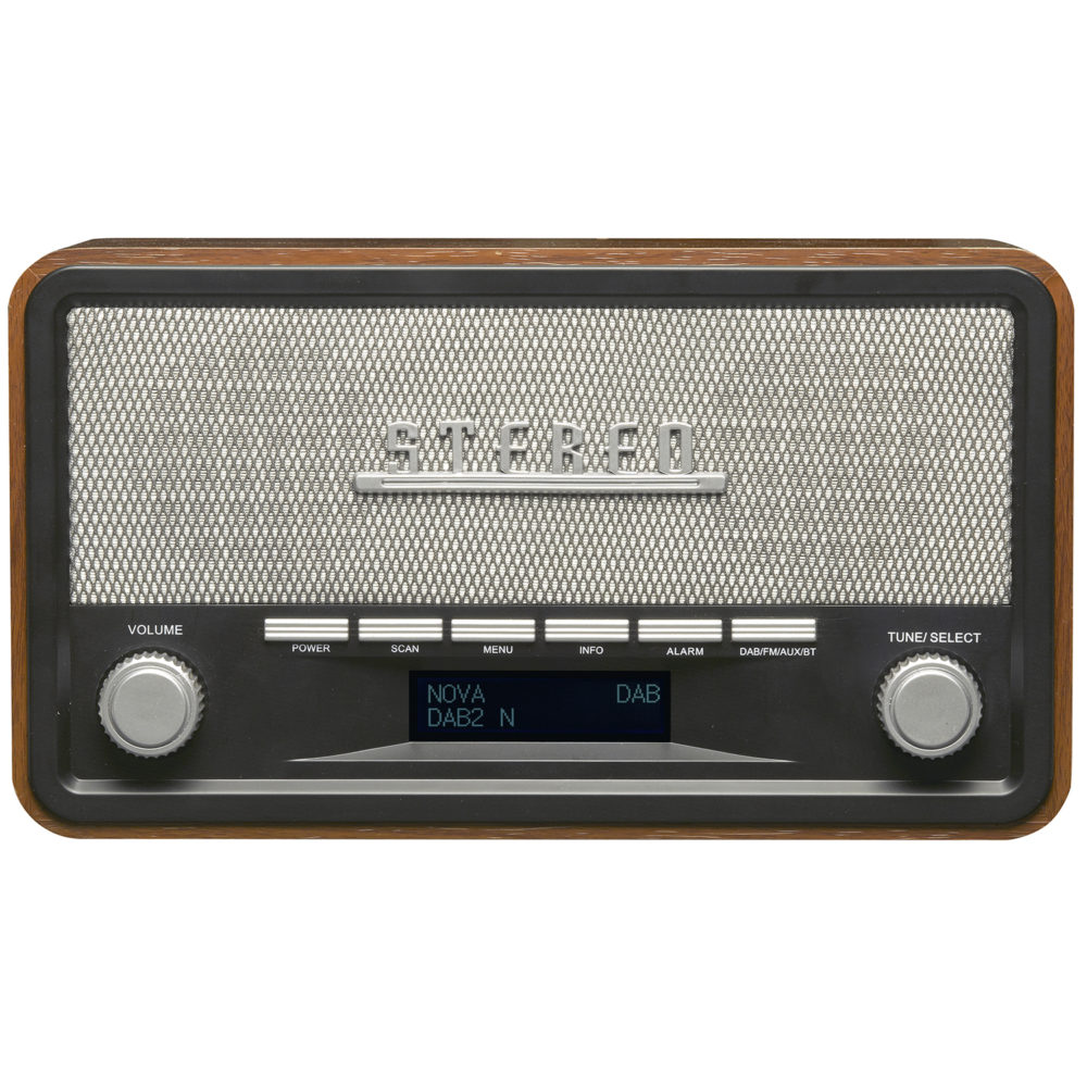 Denver DAB-18 Vintage Style Stereo DAB / DAB+ & FM Radio – Real Wood Cabinet, Bluetooth, Clock Radio Alarm, AUX IN for Smart Phone / Tablet / MP3 Player – Mains or Battery - Image 4