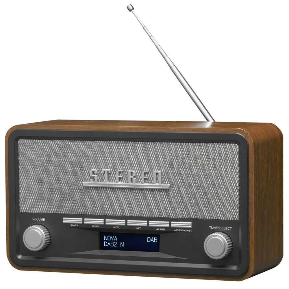 Denver DAB-18 Vintage Style Stereo DAB / DAB+ & FM Radio – Real Wood Cabinet, Bluetooth, Clock Radio Alarm, AUX IN for Smart Phone / Tablet / MP3 Player – Mains or Battery - Image 2