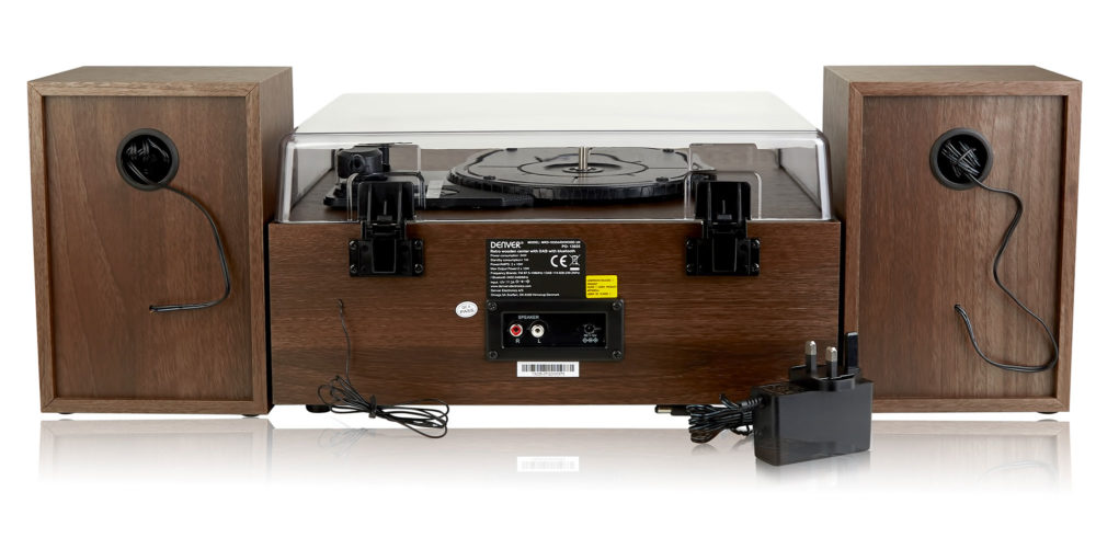 Denver MRD-105 Dark Wood - 7-in-1 Record Player Hi-Fi System With 2.4-inch Colour Screen - CD Player, Bluetooth, DAB/DAB+ & FM Radio, USB, Aux In, Remote Control, Wooden Body & Speakers - Image 5
