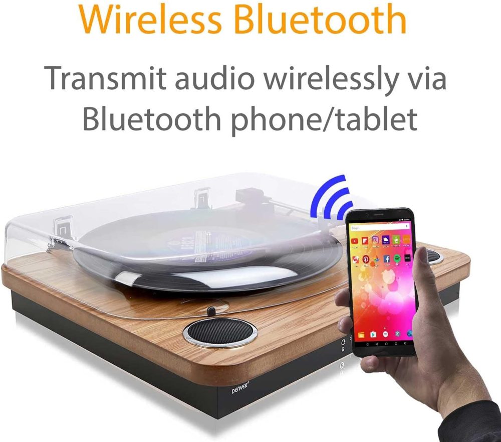 Denver VPL-210 Vinyl Record Player Turntable - Bluetooth, Record to MP3, USB or SD Card, Built In Stereo Speakers - Image 10