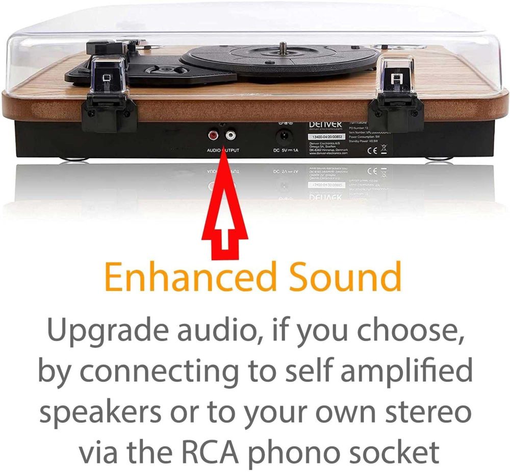 Denver VPL-210 Vinyl Record Player Turntable - Bluetooth, Record to MP3, USB or SD Card, Built In Stereo Speakers - Image 15