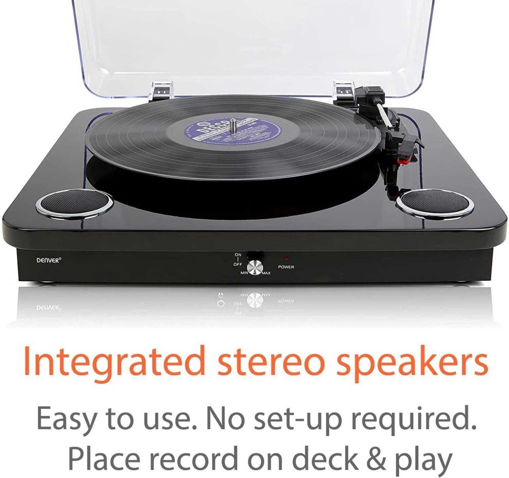 Denver VPL-210 Vinyl Record Player Turntable - Bluetooth, Record to MP3, USB or SD Card, Built In Stereo Speakers - Image 4