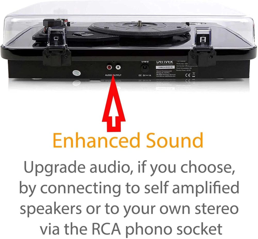 Denver VPL-210 Vinyl Record Player Turntable - Bluetooth, Record to MP3, USB or SD Card, Built In Stereo Speakers - Image 7