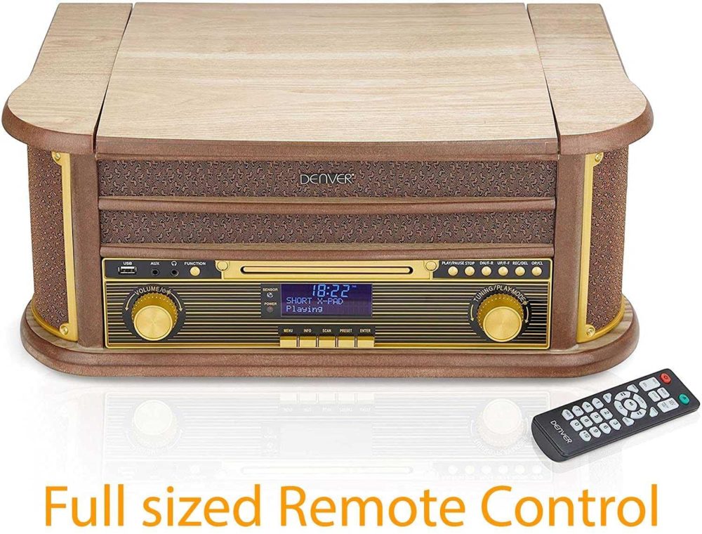 Denver MRD-51BT Record Player With Speakers - CD Player/DAB Radio/FM Radio/Bluetooth/Cassette Player/USB MP3 Playback - Image 12