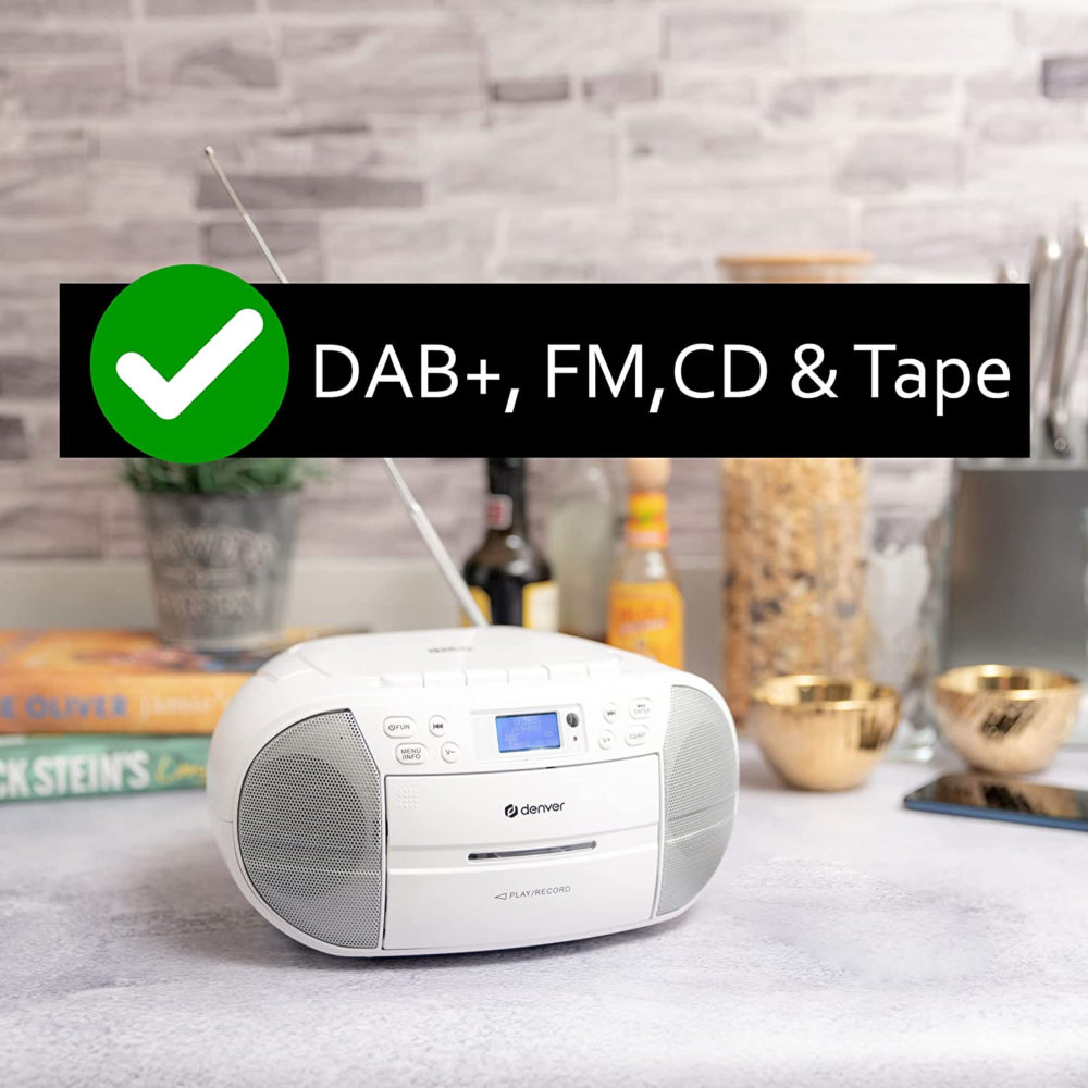 Denver TDC-280 DAB Portable CD Player And Cassette Player Boombox, CD Radio Player Clock And Dual Alarm FM Radio AUX IN USB - Image 2