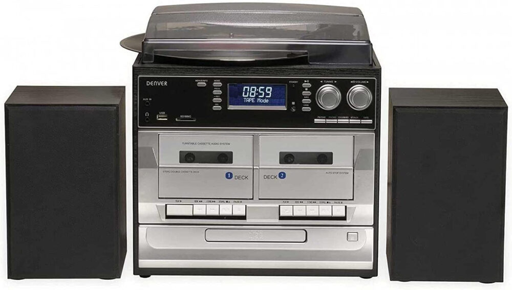 Denver MRD-166 DAB/DAB+ Record Player Turntable, Cassette Player, CD Player HiFi with USB Recording & Memory Card Reader - Image 6