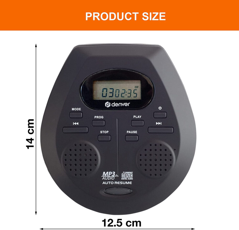 Denver DMP-395 Portable CD Player With Speakers - MP3 & Audio Book Support, 40 Second Antishock & Resume - Image 17