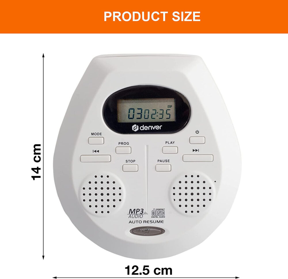 Denver DMP-395 Portable CD Player With Speakers - MP3 & Audio Book Support, 40 Second Antishock & Resume - Image 8