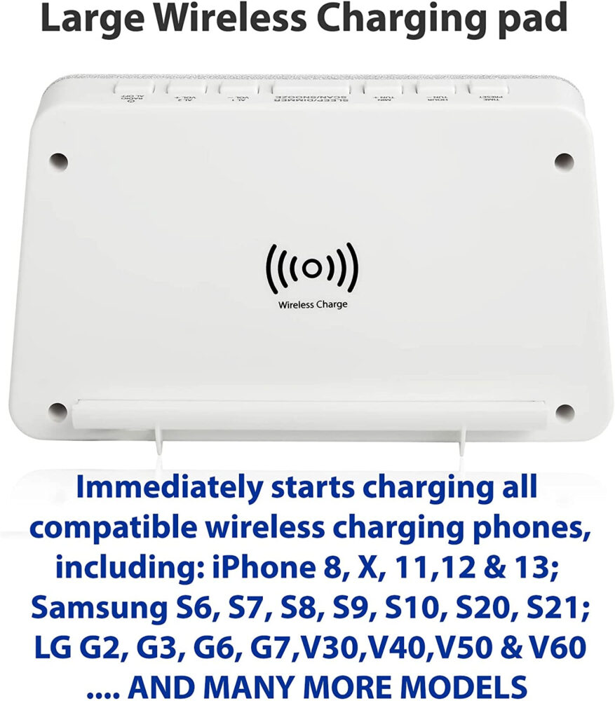 Grouptronics GTQRENEW Wireless Charging Alarm Clock FM Radio