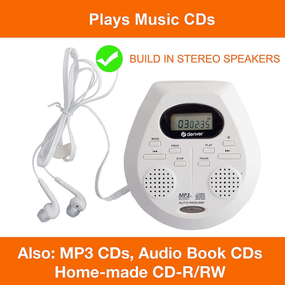 Denver DMP-395 Portable CD Player With Speakers - MP3 & Audio Book Support, 40 Second Antishock & Resume - Image 5