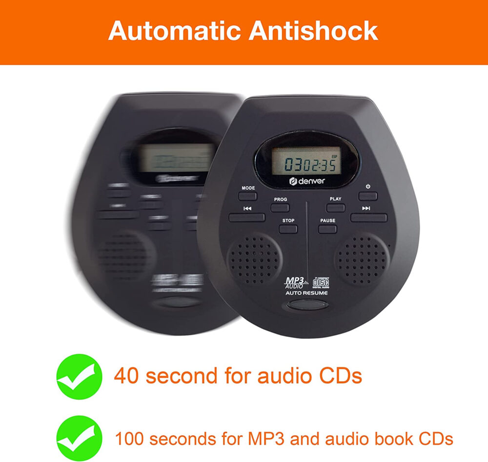 Denver DMP-395 Portable CD Player With Speakers - MP3 & Audio Book Support, 40 Second Antishock & Resume - Image 13