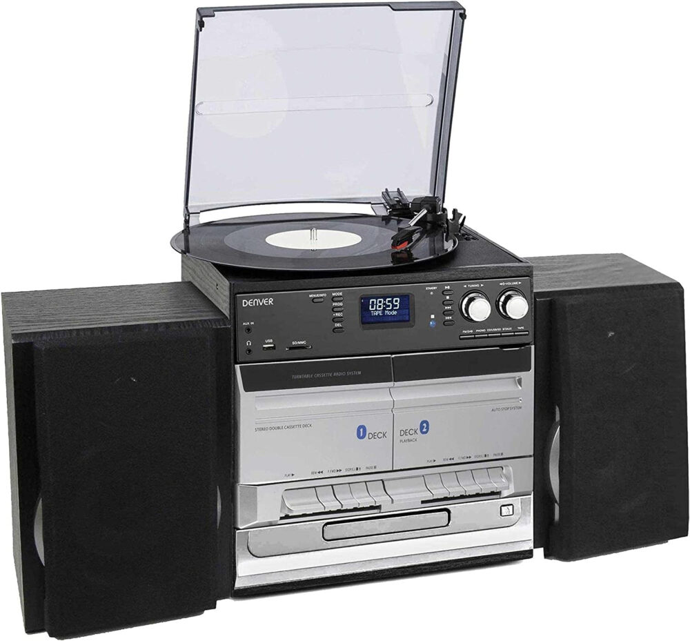 Denver MRD-166 DAB/DAB+ Record Player Turntable, Cassette Player, CD Player HiFi with USB Recording & Memory Card Reader