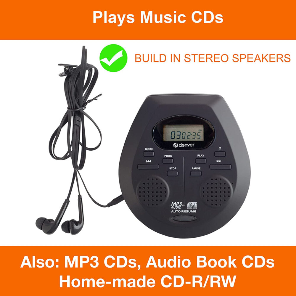 Denver DMP-395 Portable CD Player With Speakers - MP3 & Audio Book Support, 40 Second Antishock & Resume - Image 14